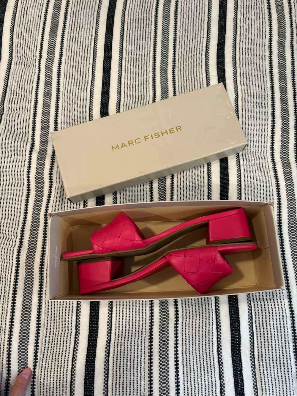 Marc Fisher Hot Pink Woven Block Heel Slides